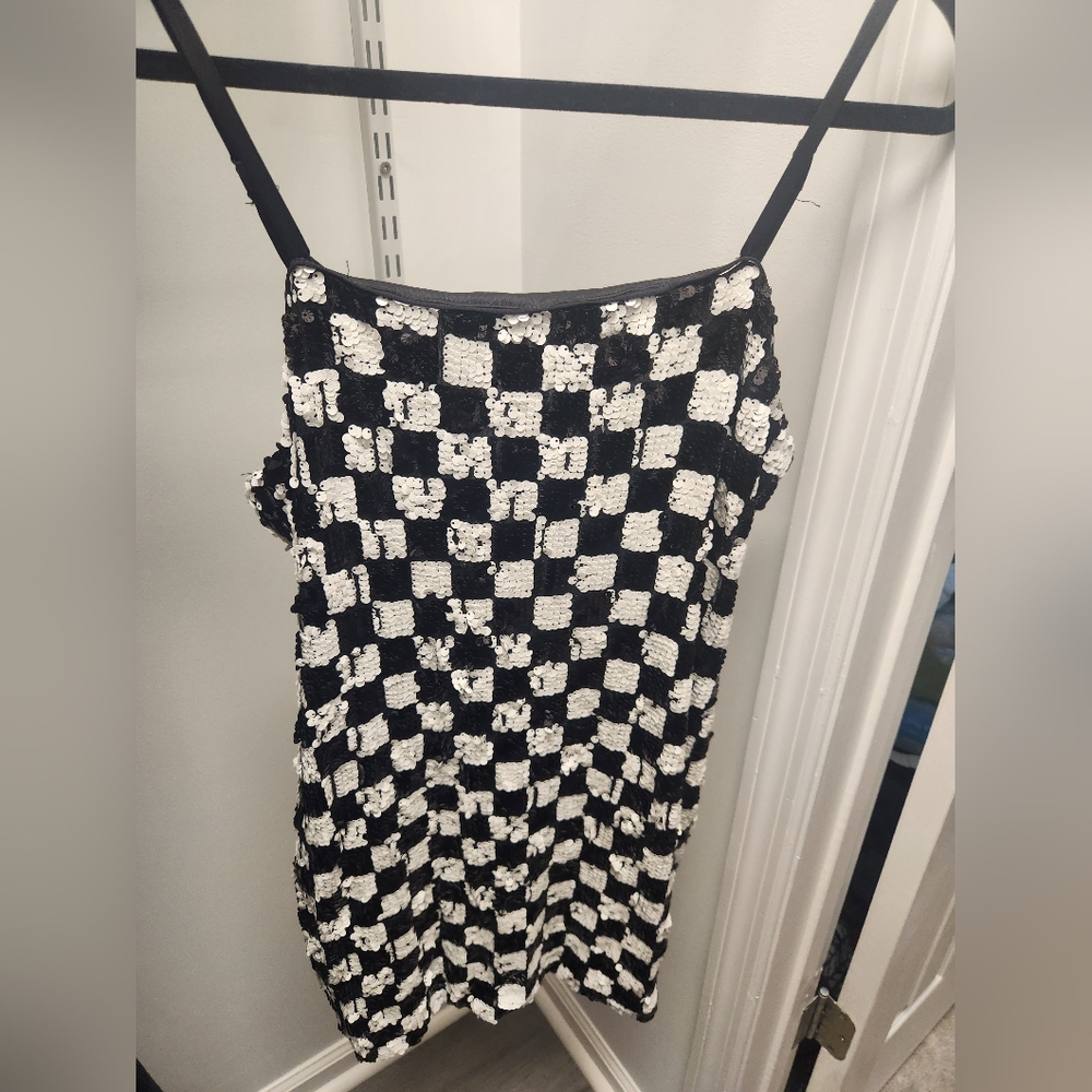 Sequin Checkered Mini Dress